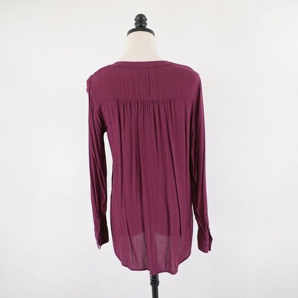 Gap Purple Medium The Tunic‎ Shirt Blouse Long Sleeve 1/2 Button Front - Picture 4 of 10